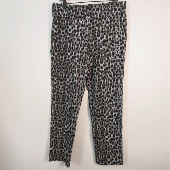 Krazy Larry High Rise Pull On Ankle Pants Size 12 Black Leopard Style P507 EUC - Picture 5 of 9